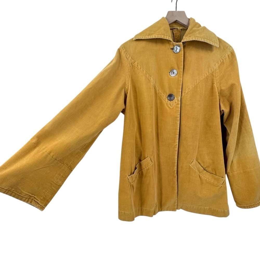 Vintage 1960s Corduroy Swing Coat Jacket Tan Yellow Nardi's of Dallas | L/XL - Picture 8 of 11